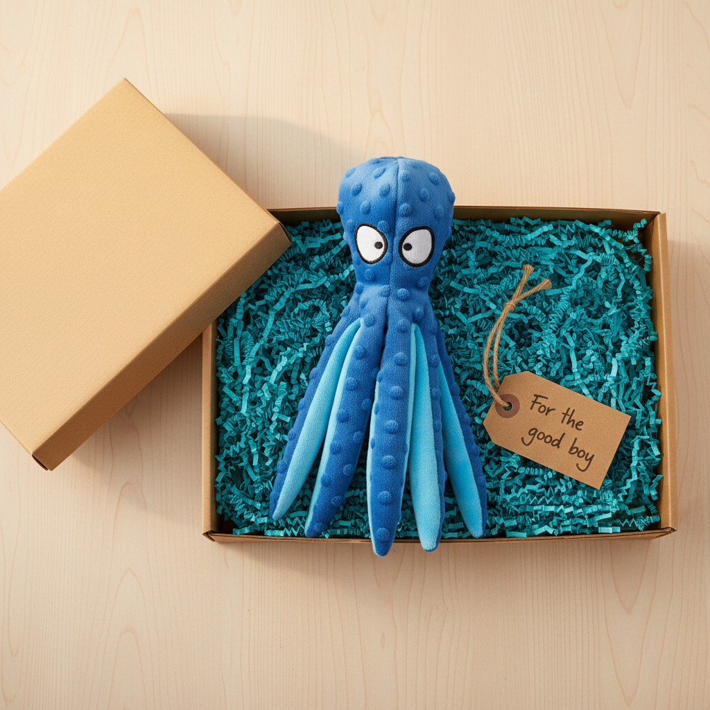 Mushmello Ozzy the Octopus | Squeaky Crinkle Dog Toy