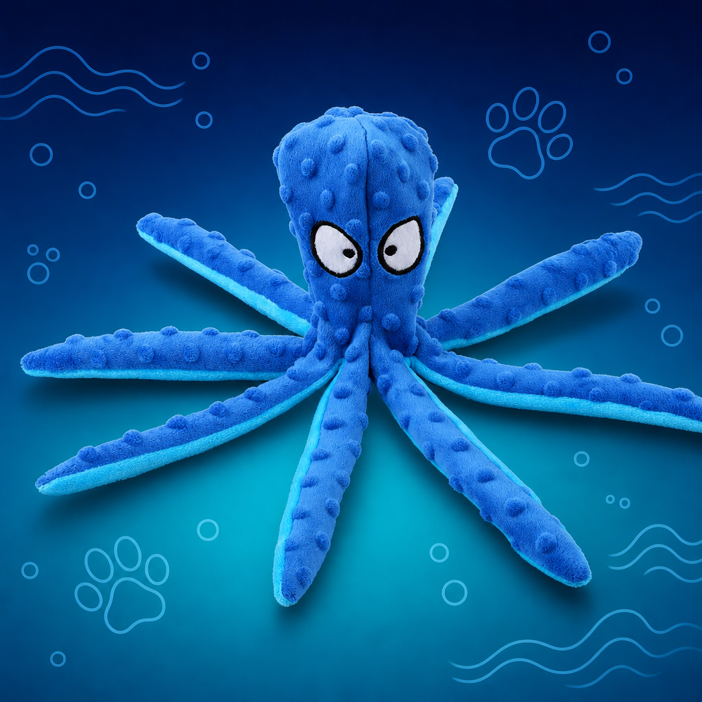 Mushmello Ozzy the Octopus | Squeaky Crinkle Dog Toy