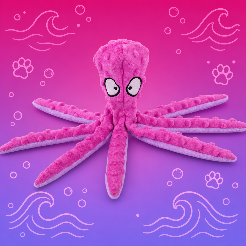 Mushmello Pearl the Octopus | Squeaky Crinkle Dog Toy