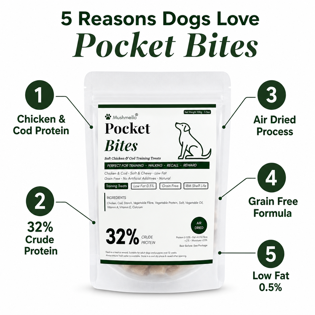 Mushmello Pocket Bites | Soft Chicken & Cod Training Dog Treats