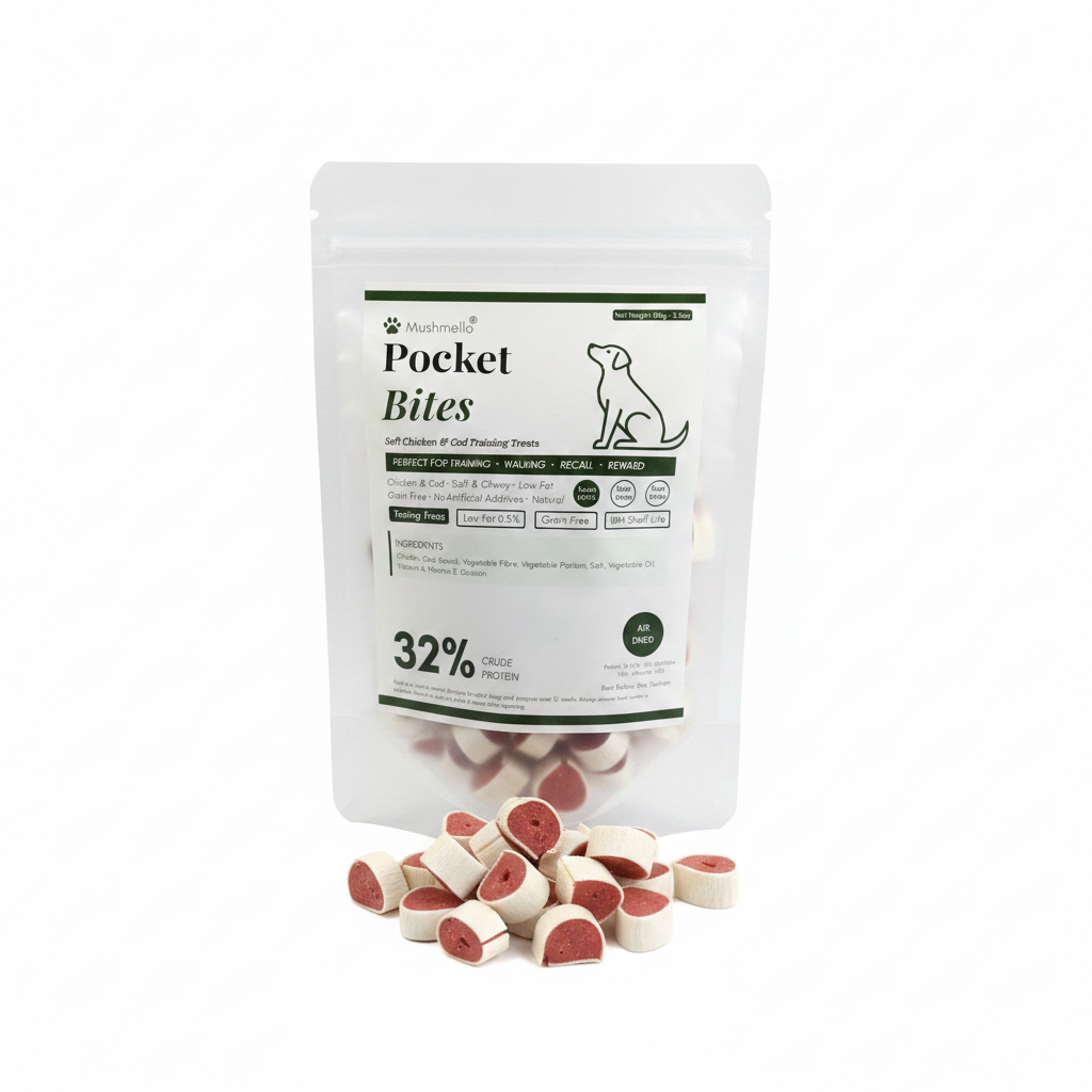 Mushmello Pocket Bites | Soft Chicken & Cod Training Dog Treats