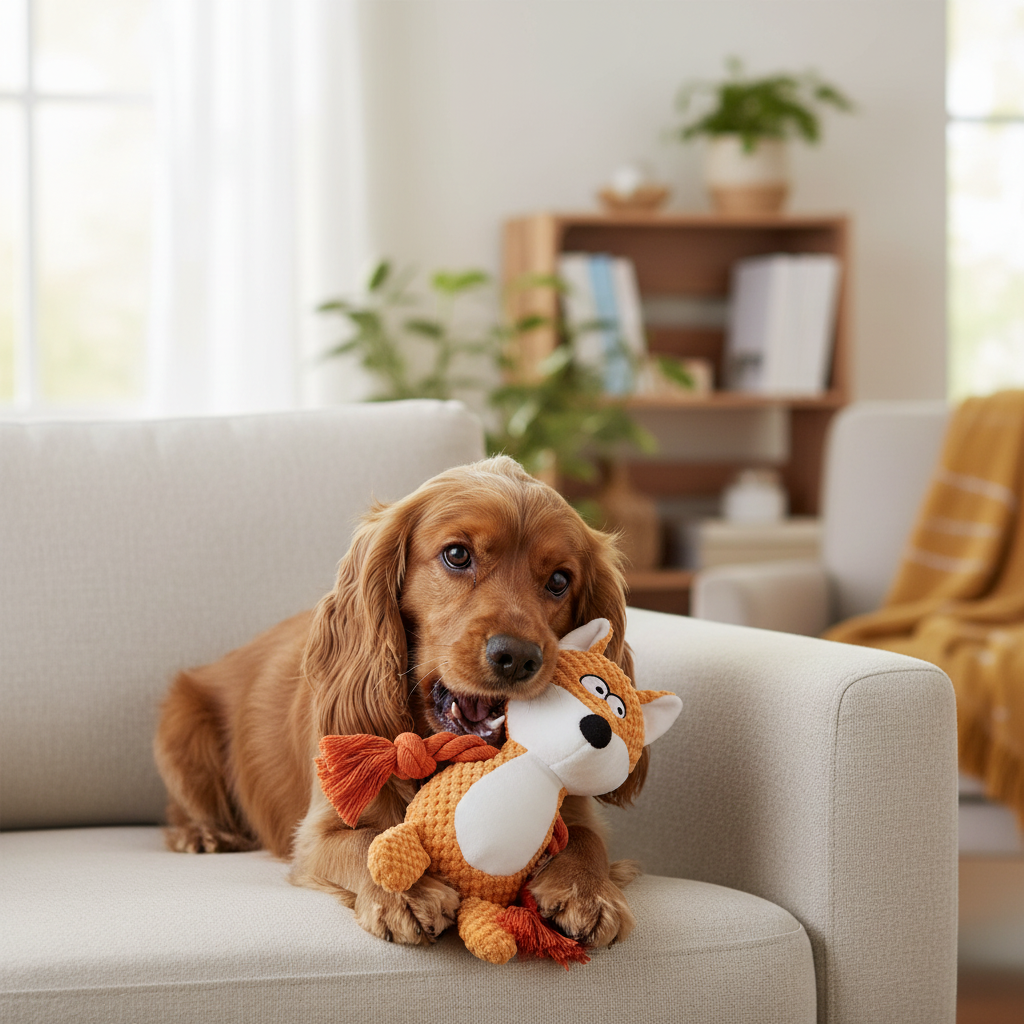 Mushmello Finn the Fox | Squeaky Rope Dog Toy with Crinkle Ears