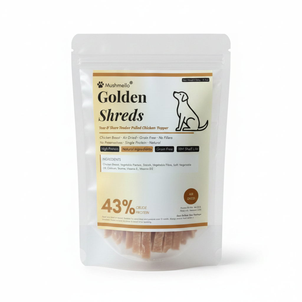 Mushmello Golden Shreds | Air Dried Shredded Chicken Food Topper