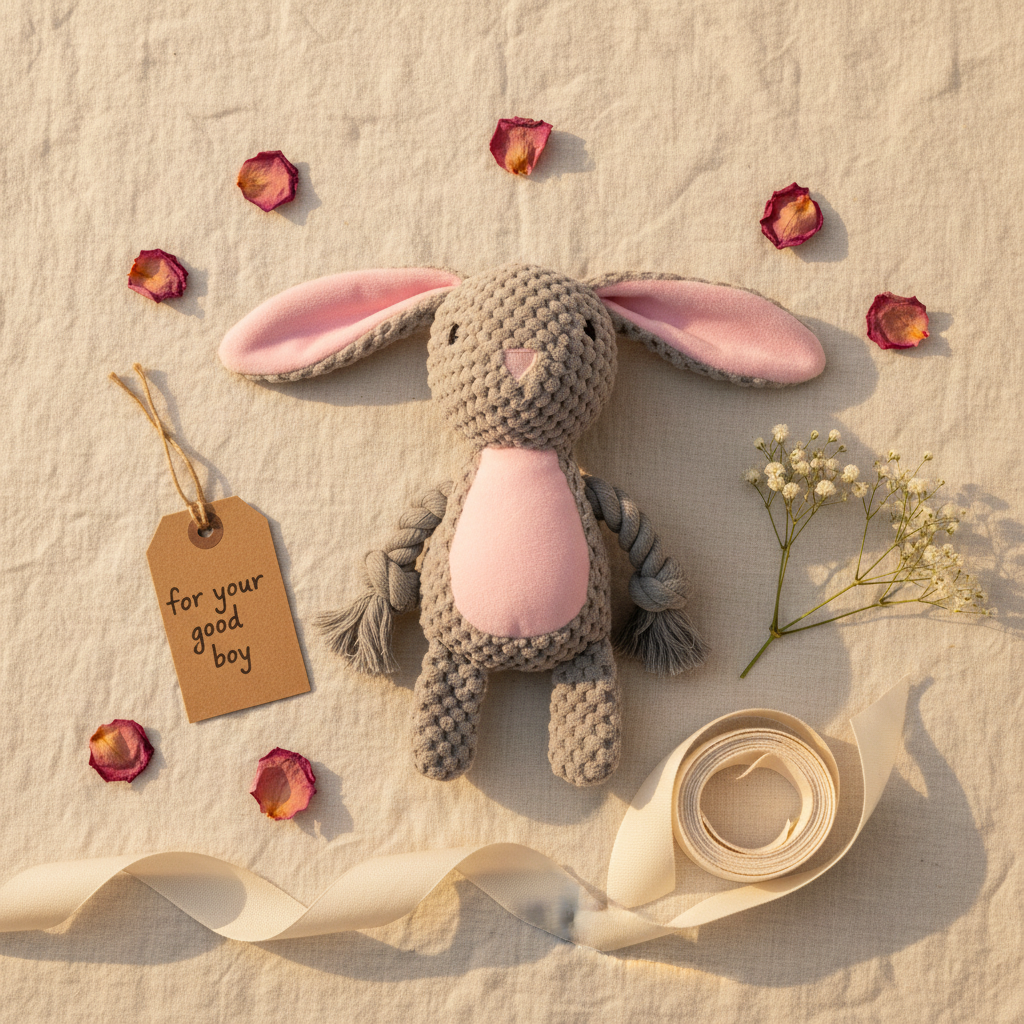 Mushmello Bea the Bunny | Squeaky Rope Dog Toy with Crinkle Ears