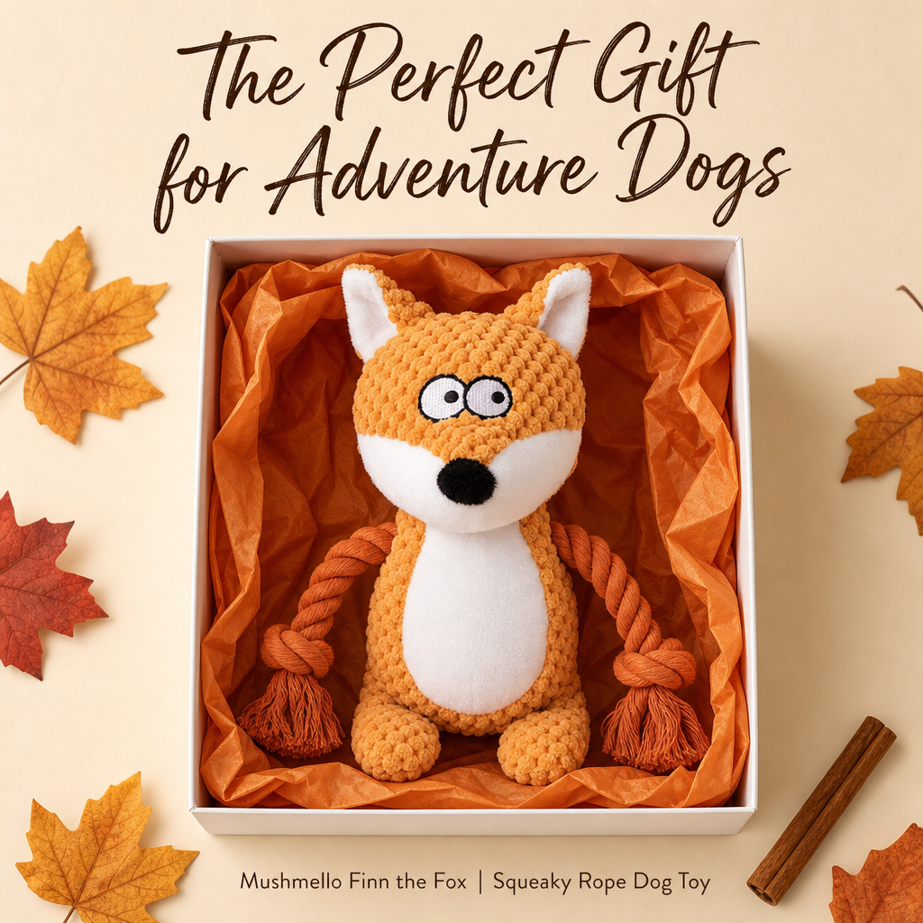 Mushmello Finn the Fox | Squeaky Rope Dog Toy with Crinkle Ears