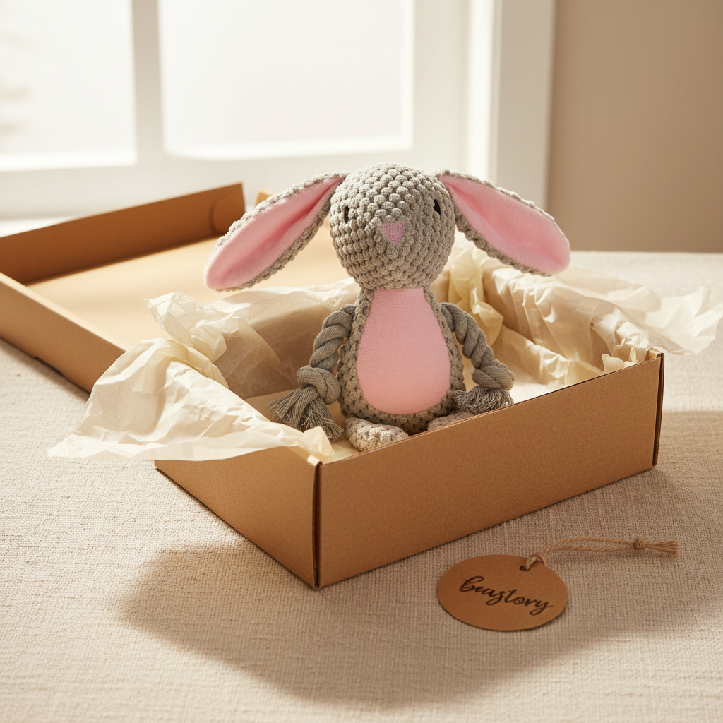 Mushmello Bea the Bunny | Squeaky Rope Dog Toy with Crinkle Ears