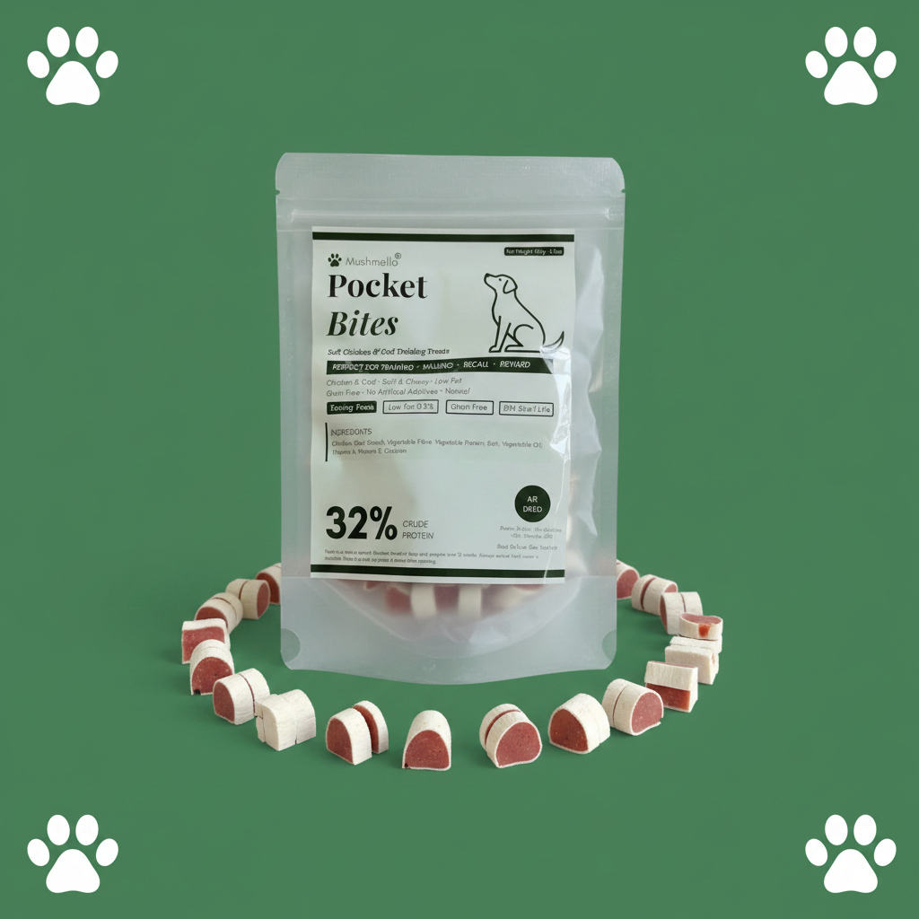 Mushmello Pocket Bites | Soft Chicken & Cod Training Dog Treats