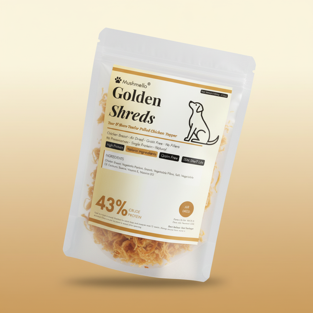 Mushmello Golden Shreds | Air Dried Shredded Chicken Food Topper
