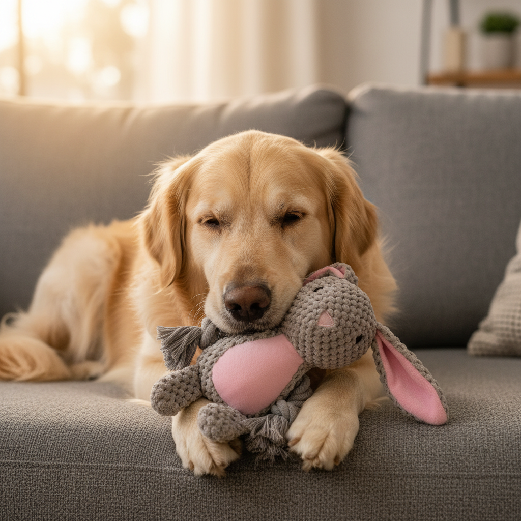 Mushmello Bea the Bunny | Squeaky Rope Dog Toy with Crinkle Ears