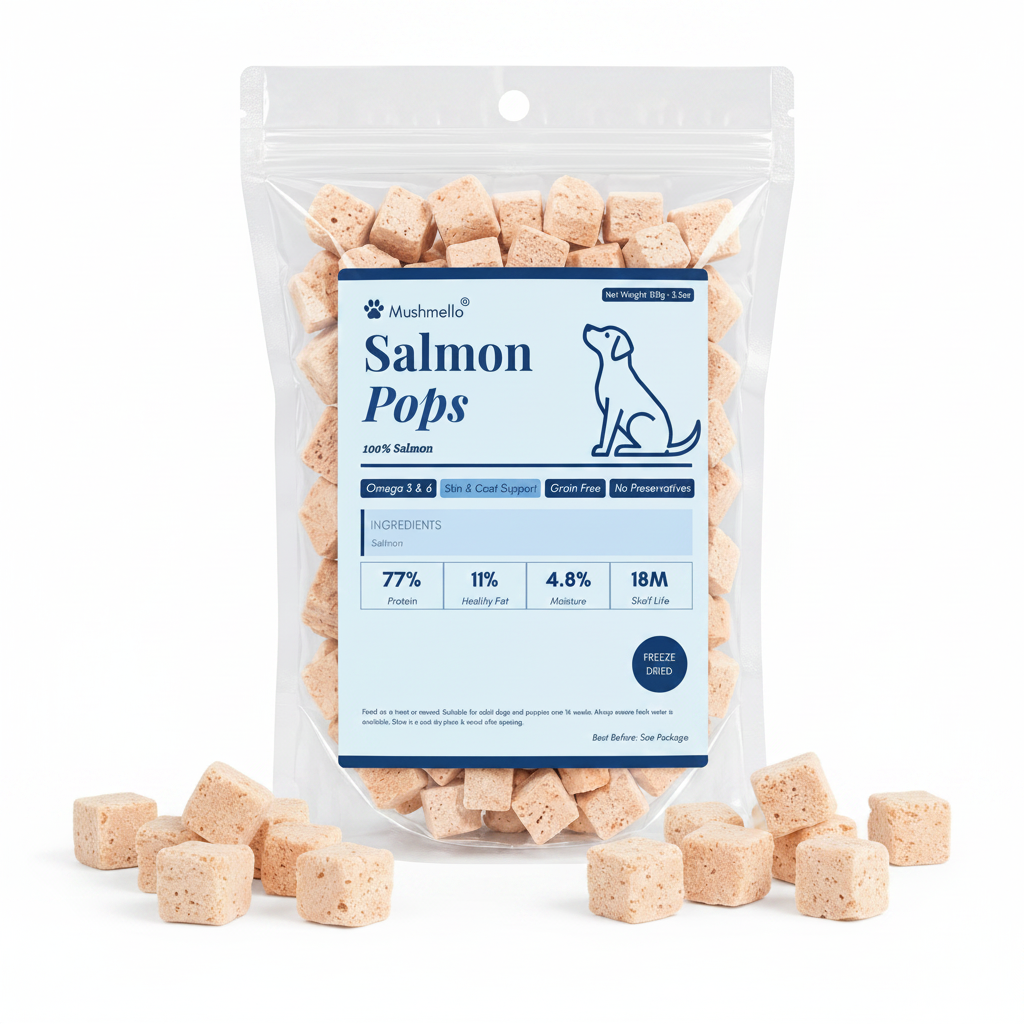 Mushmello Salmon Pops | Freeze Dried Salmon Dog Treats