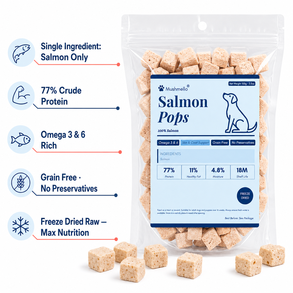 Mushmello Salmon Pops | Freeze Dried Salmon Dog Treats
